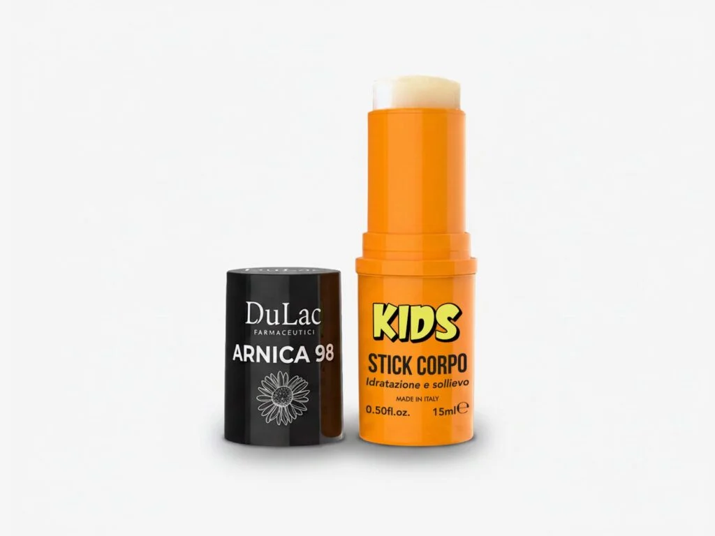 Arnica 98 Kids Stick 15 ml – Idratazione e Sollievo DuLac — confezione e prodotto