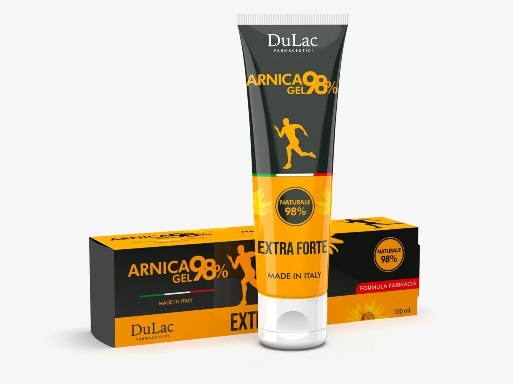 Arnica Gel 98% Extra Forte 100 ml DuLac — confezione e prodotto