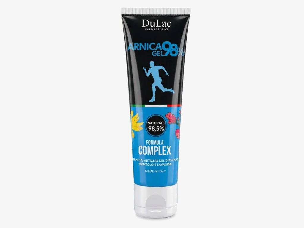 Arnica Gel 98% Formula Complex 100ml con Artiglio del Diavolo DuLac — confezione fronte
