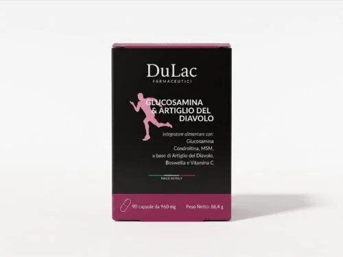 Glucosamina e Artiglio del Diavolo Integratore 90 capsule DuLac — confezione fronte