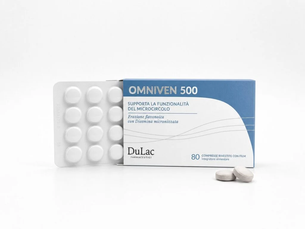 Omniven 500 Integratore Diosmina + Esperidina 80 Compresse DuLac — confezione e prodotto
